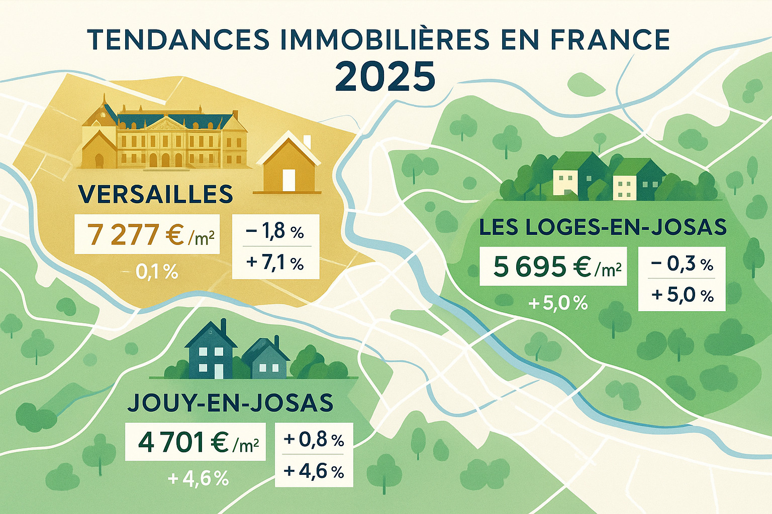 Tendances 2025 du marché immobilier à Versailles, Les Loges-en-Josas et Jouy-en-Josas